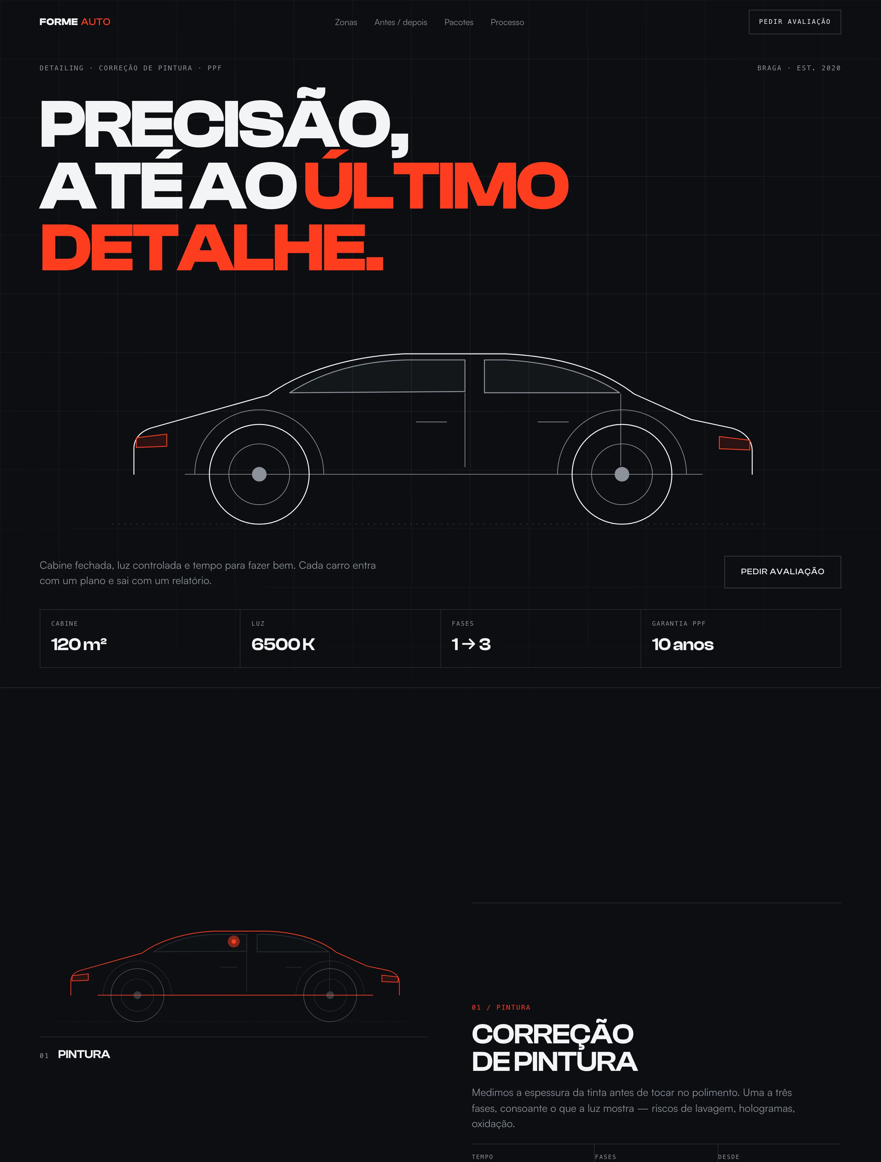 Conceito Forme Auto — website de detailing automóvel