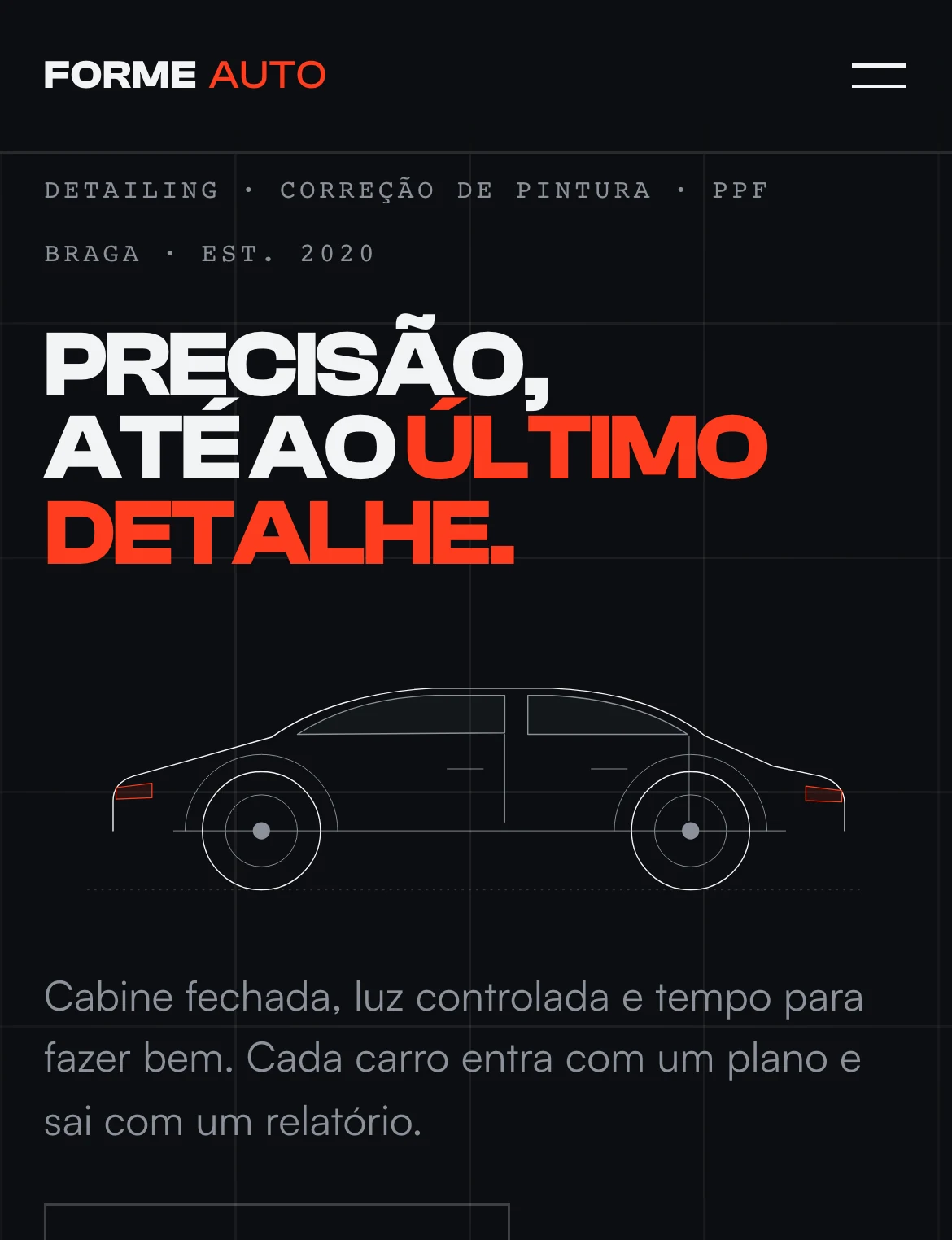 Conceito Forme Auto — detailing automóvel, em telemóvel