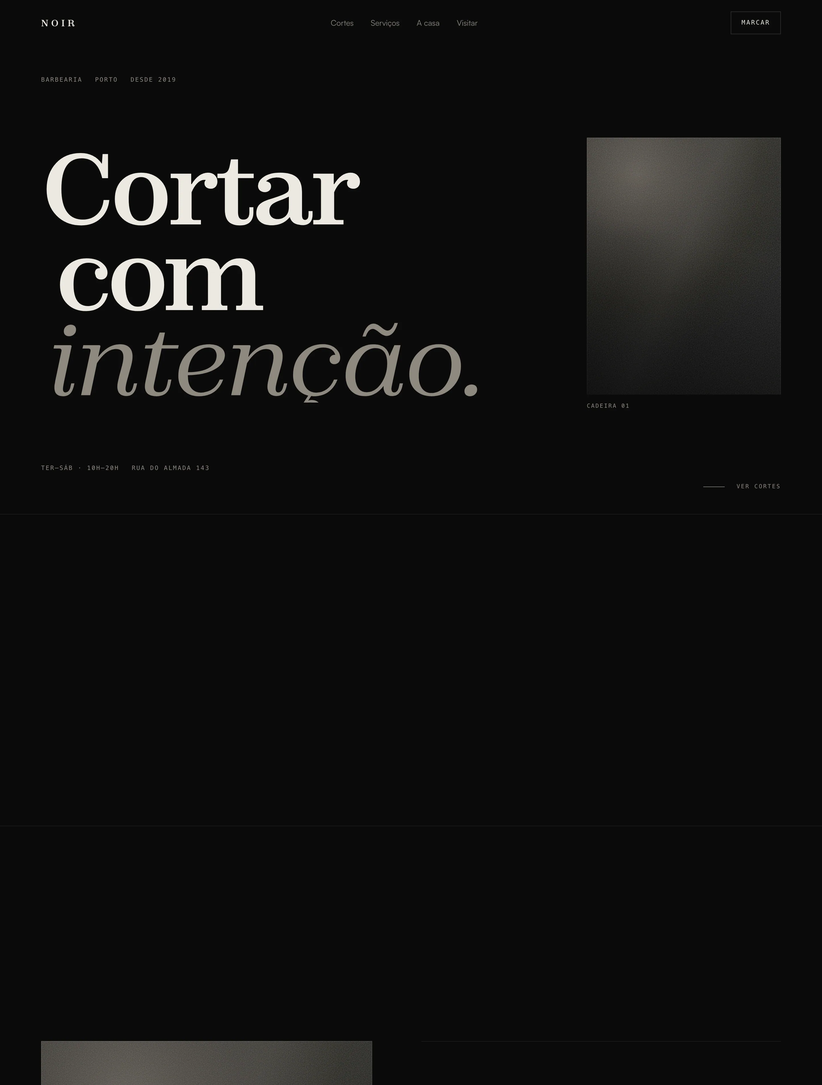 Conceito Noir Barber — website de barbearia