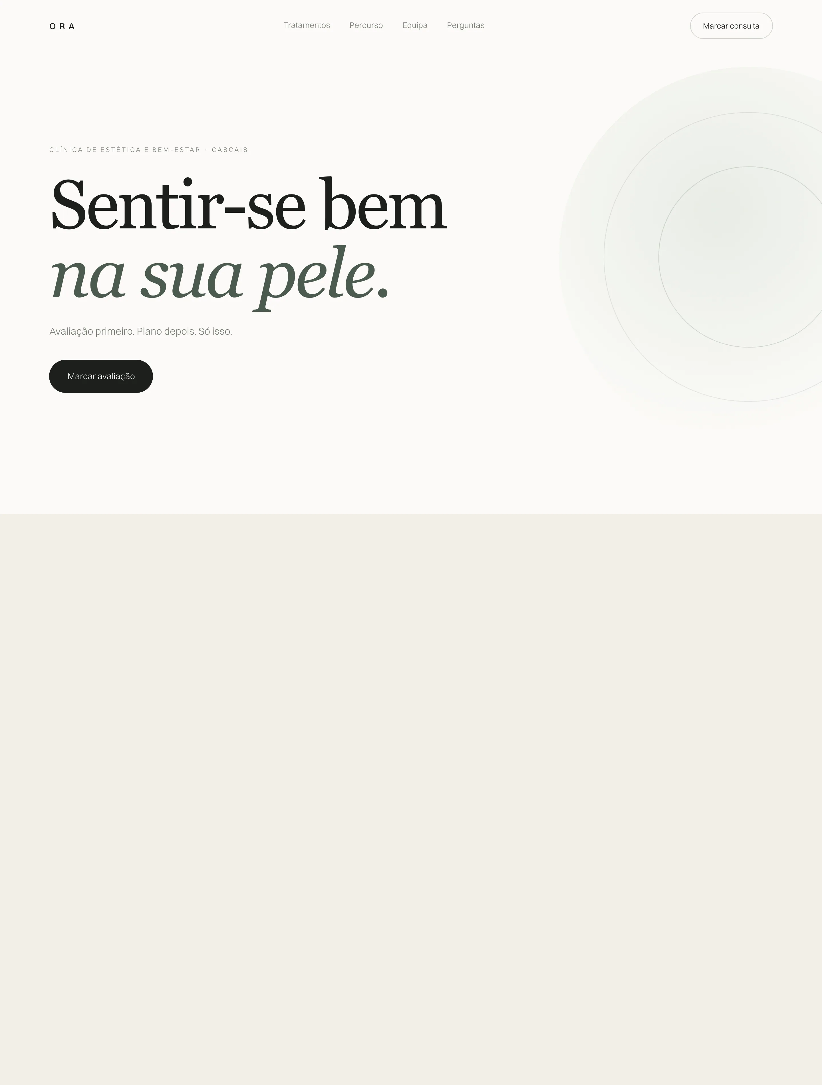 Conceito Ora Clinic — website de clínica de estética